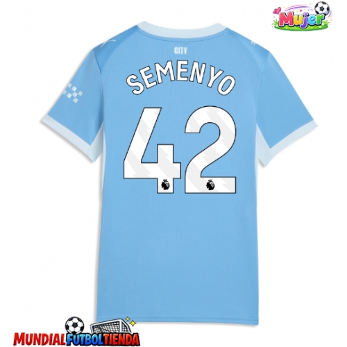 Camiseta Manchester City Antoine Semenyo #42 Primera Equipación Replica 2026-27 para mujer mangas cortas